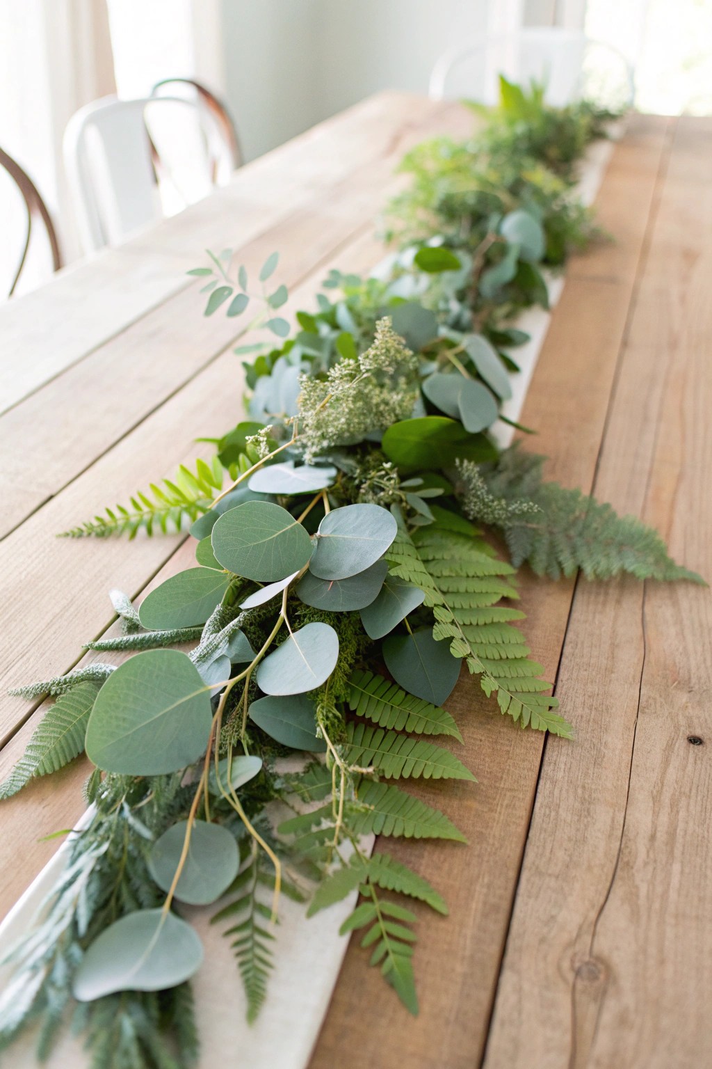 Elevate your table with a simple, stunning greenery garland runner.