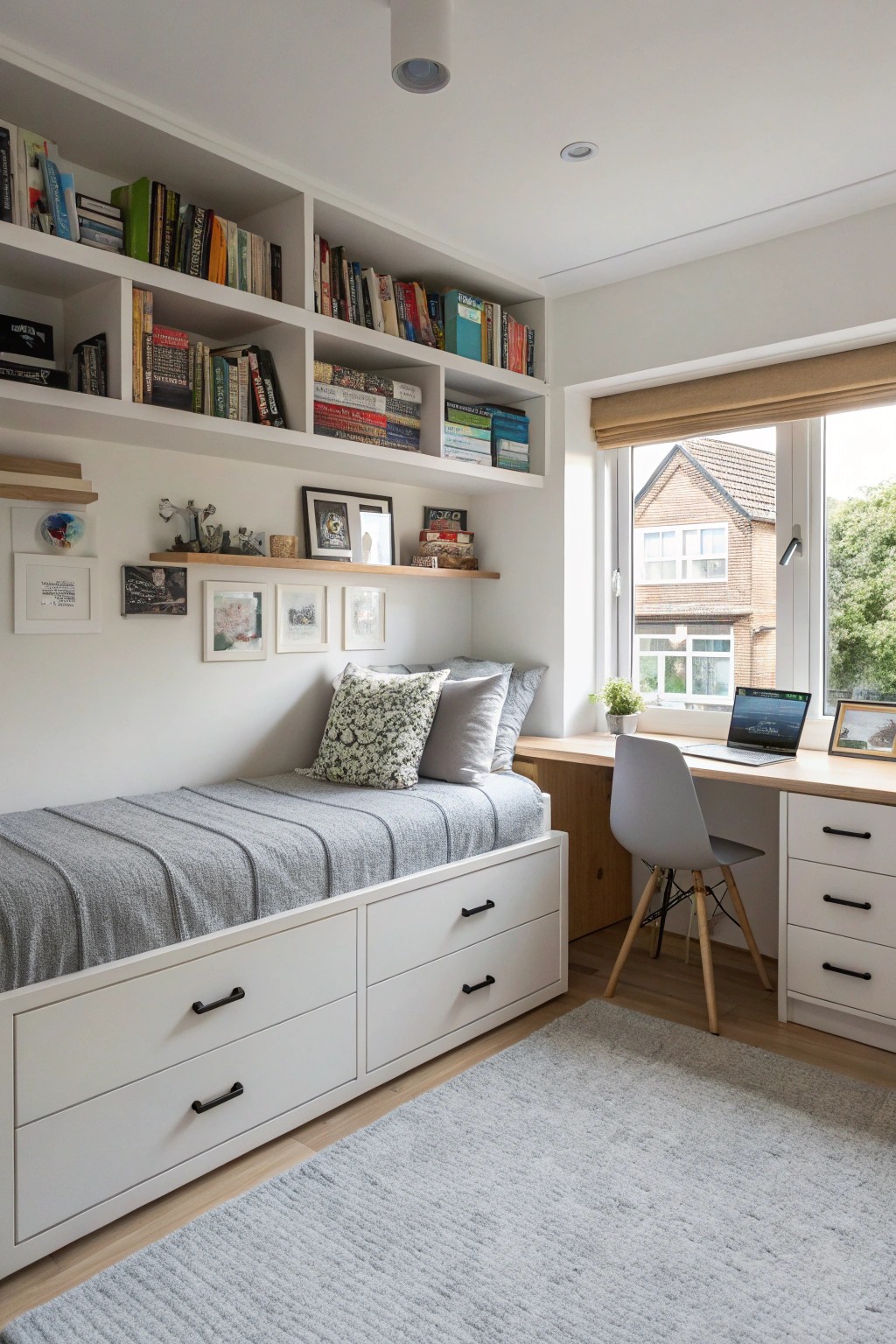 Multipurpose furniture keeps the room functional and future-proof.