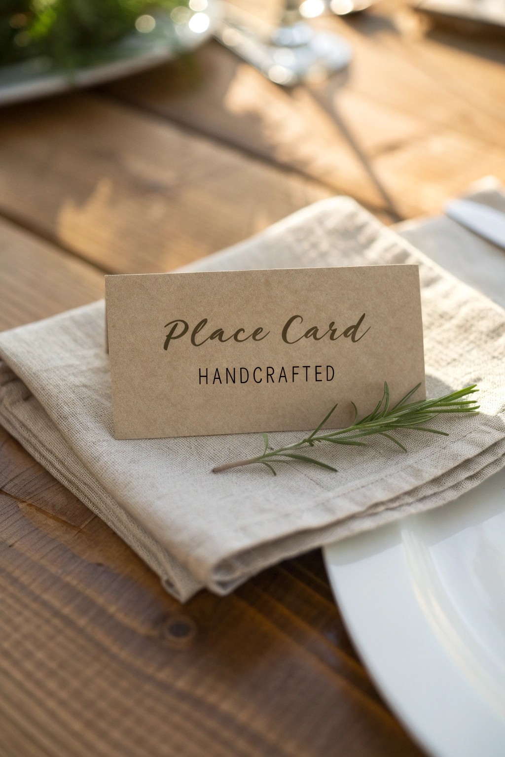 A simple kraft paper place card brings warmth and meaning to your Thanksgiving table.