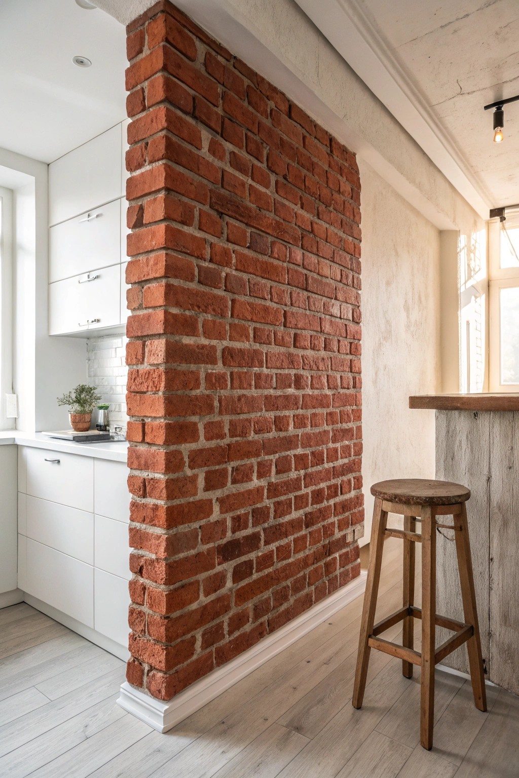 Showcase timeless charm with a touch of exposed brick.