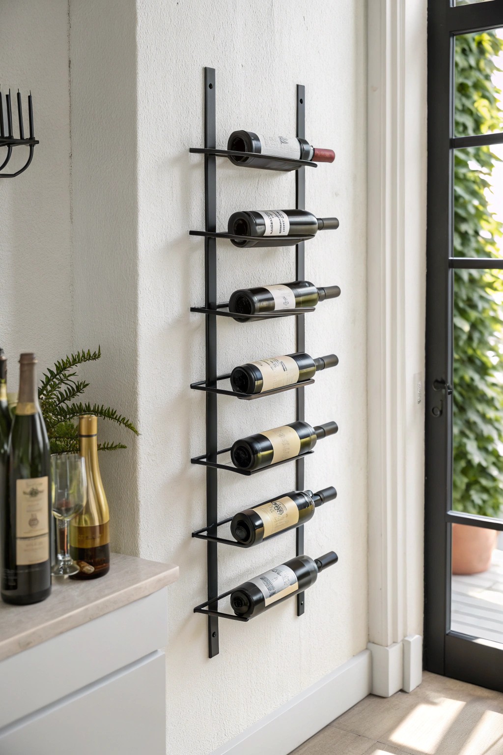 Elevate your space with a minimalist wall-mounted wine rack—where modern design meets natural elegance.