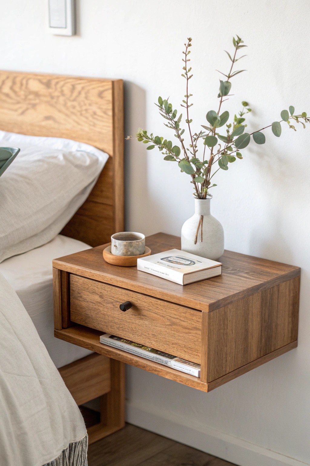 Elevate your bedroom with a minimalist floating nightstand—where style meets simplicity.