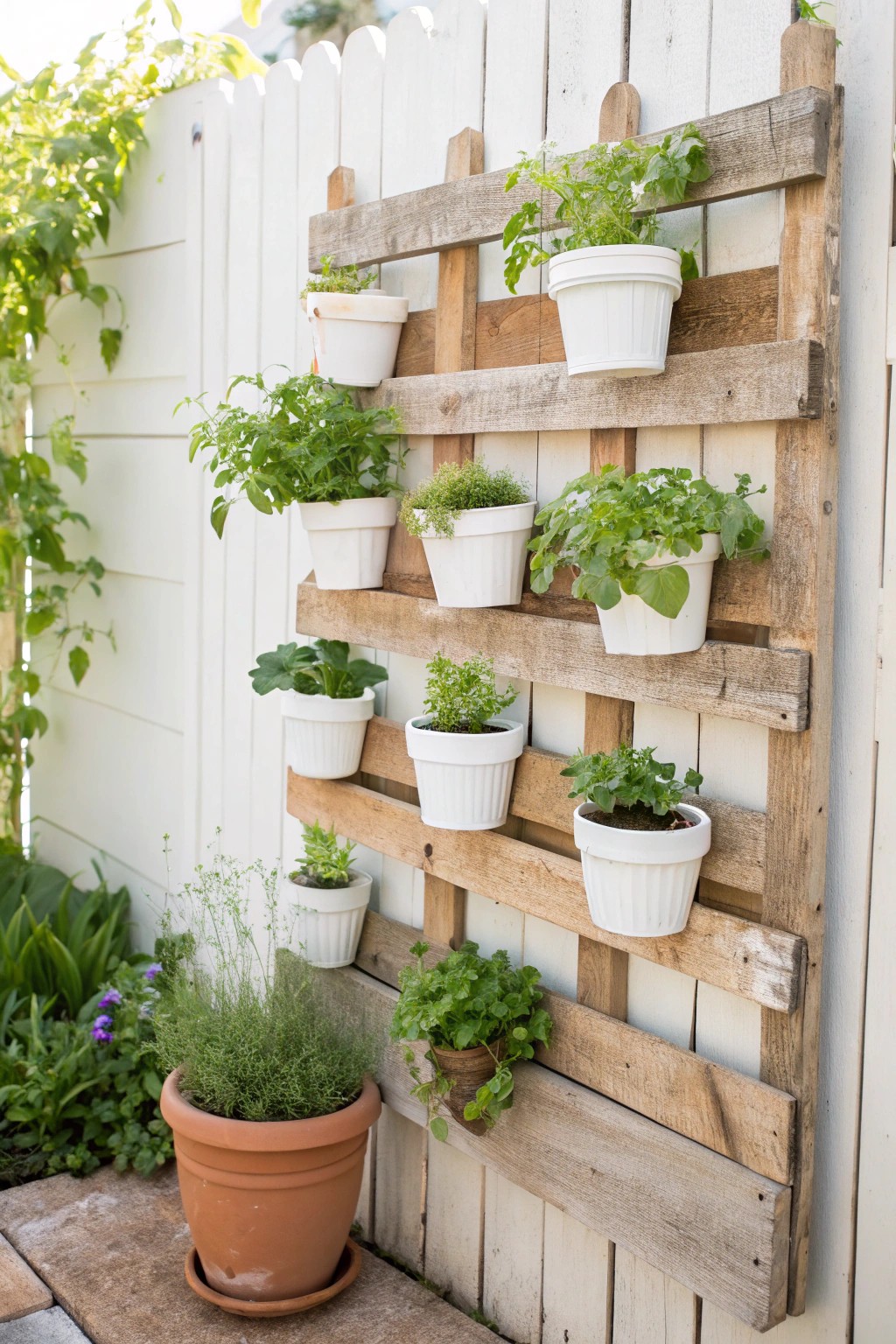 Turn a simple pallet into a stunning vertical garden for your backyard.
