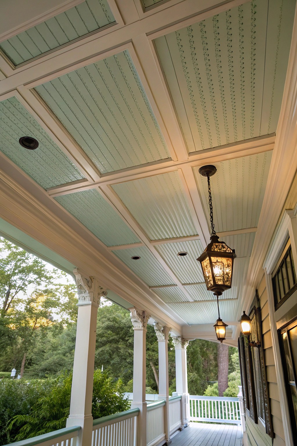 A statement ceiling brings unexpected charm to any covered porch.