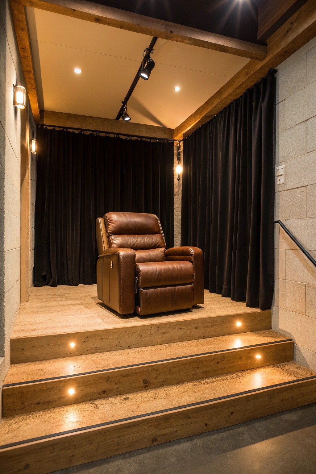 Transform your garage into a cozy home theater retreat.