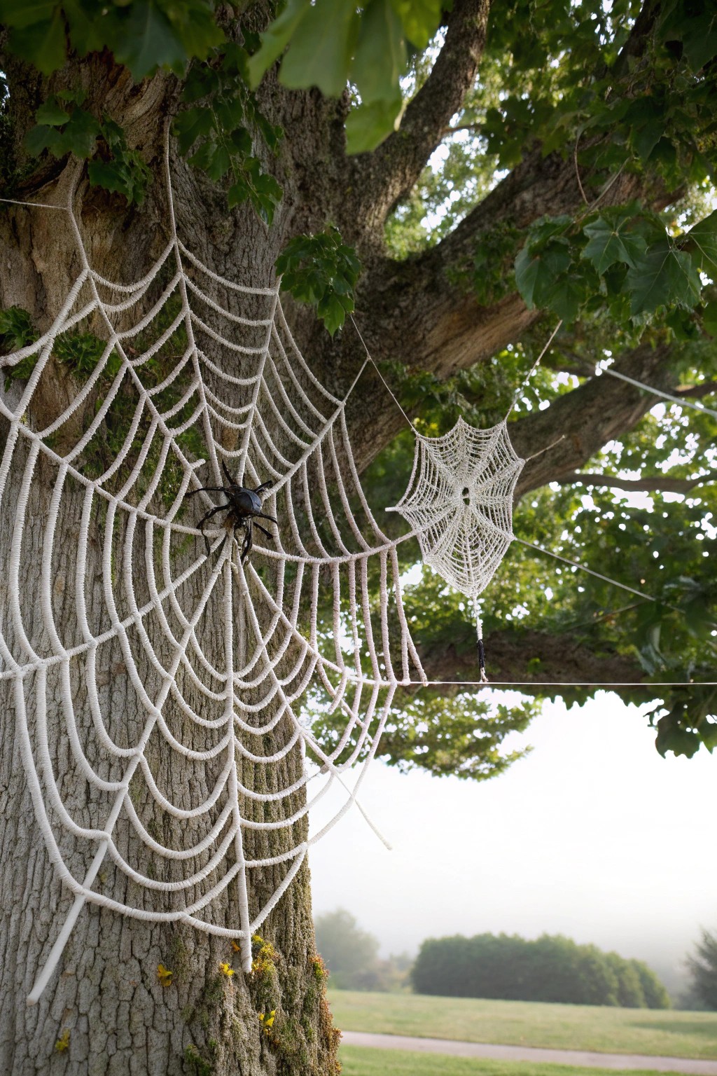 Elevate your Halloween with artisan spider webs for a naturally spooky statement.