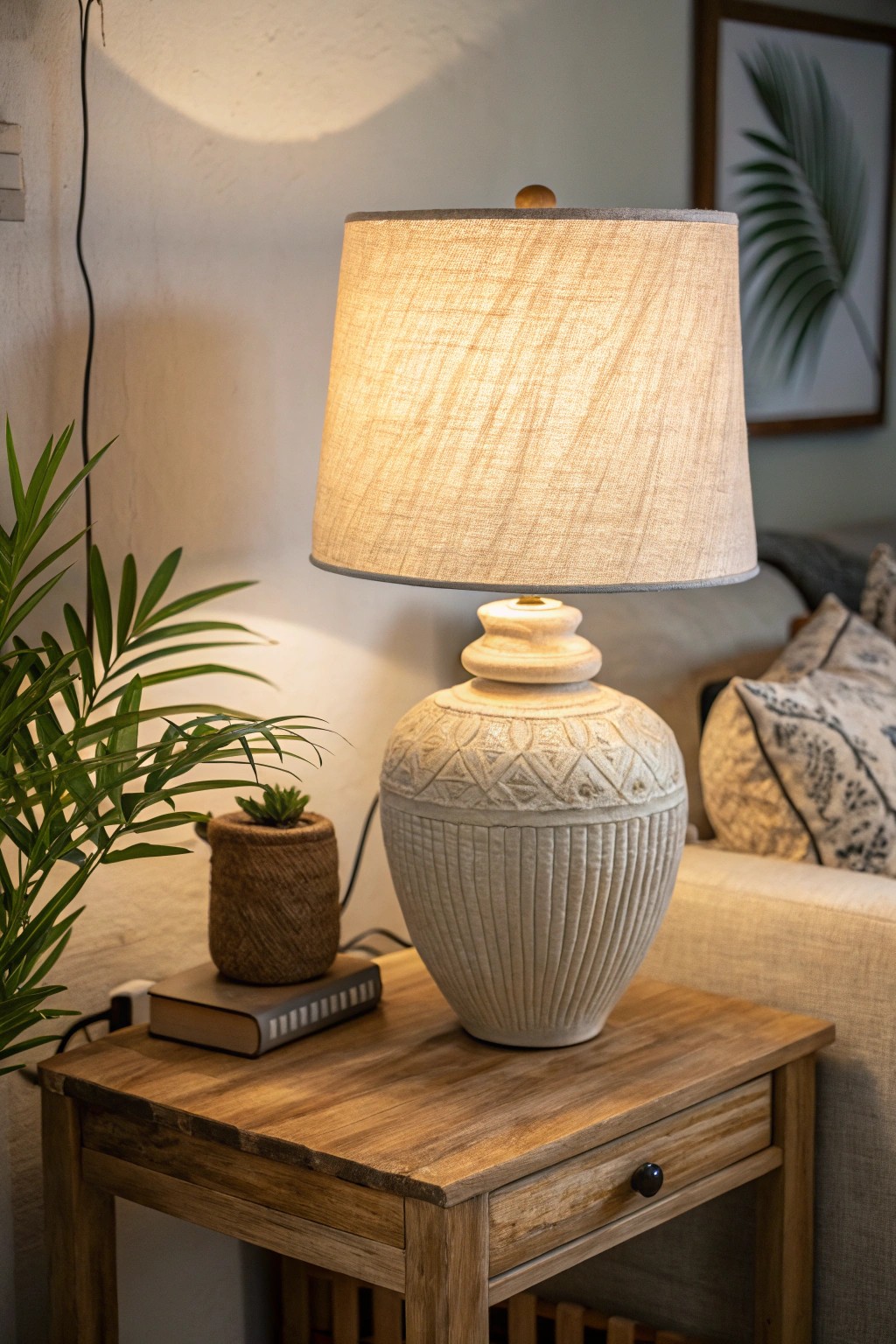 Cozy up your living room with the natural beauty of a handcrafted table lamp.