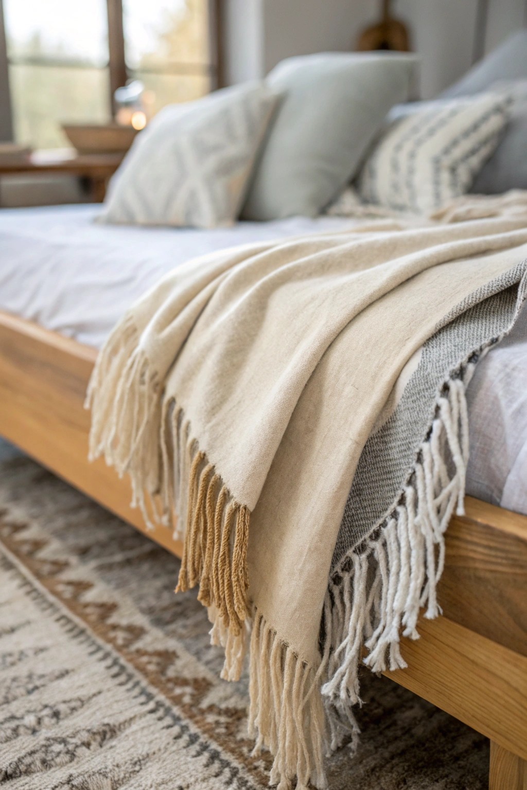 Cozy up your loft with artfully layered, natural textiles.