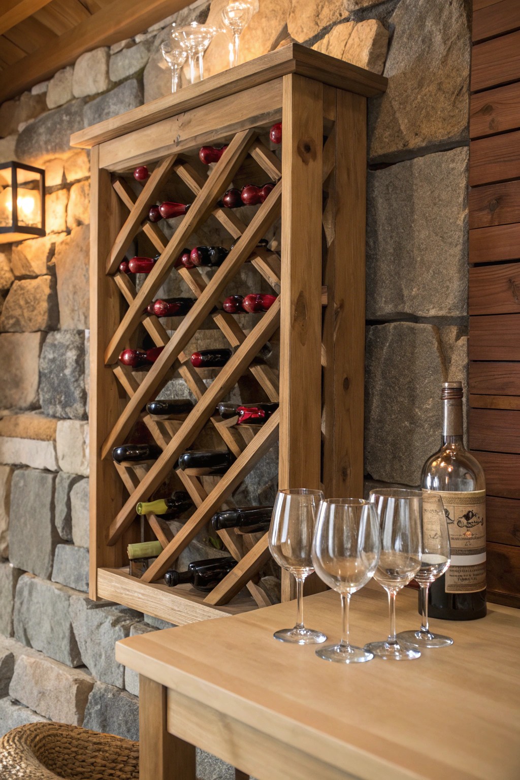 A cozy wine cellar nook: simple, elegant, and crafted for true wine lovers.