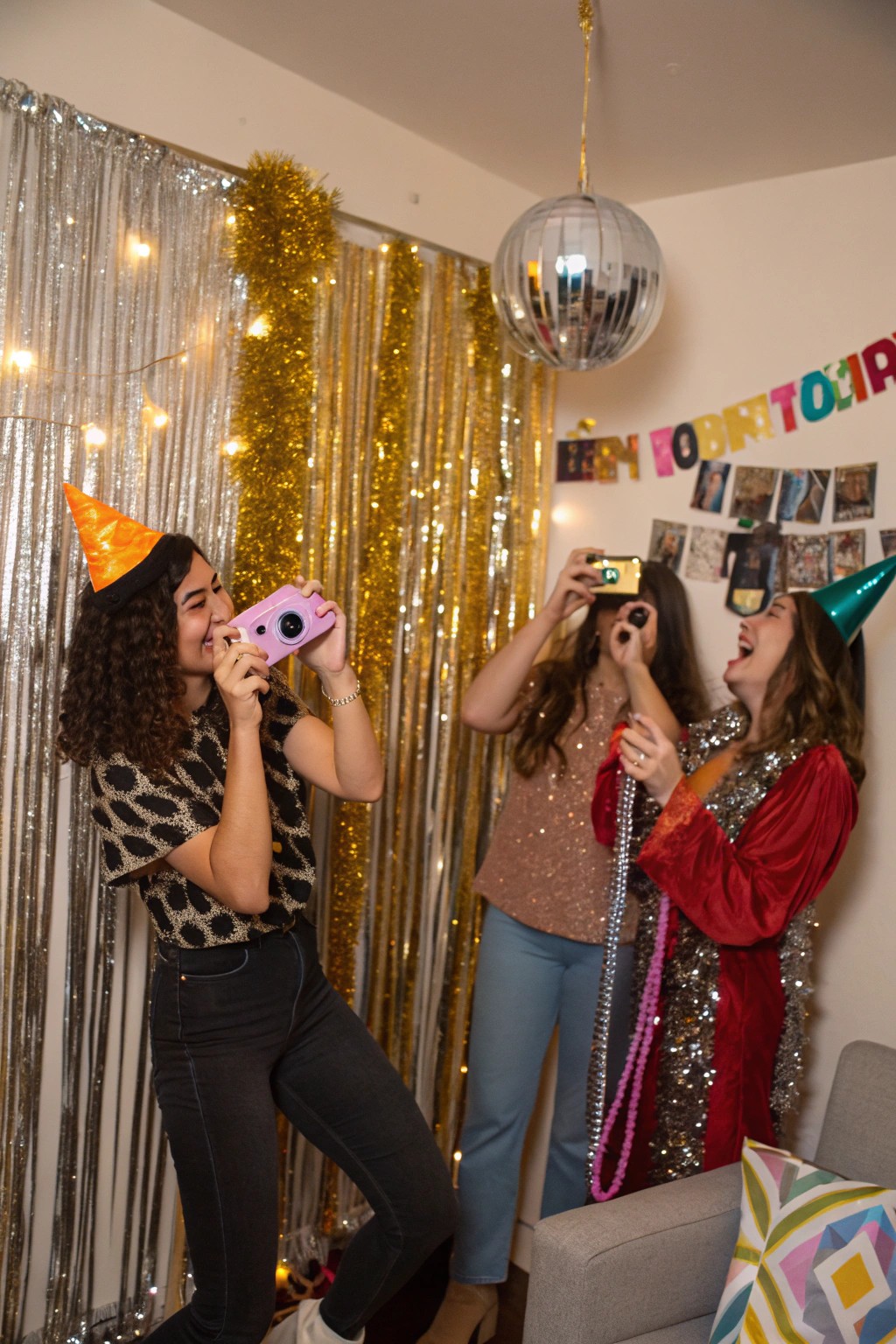 A sparkling DIY photo booth guarantees laughter and lasting memories.