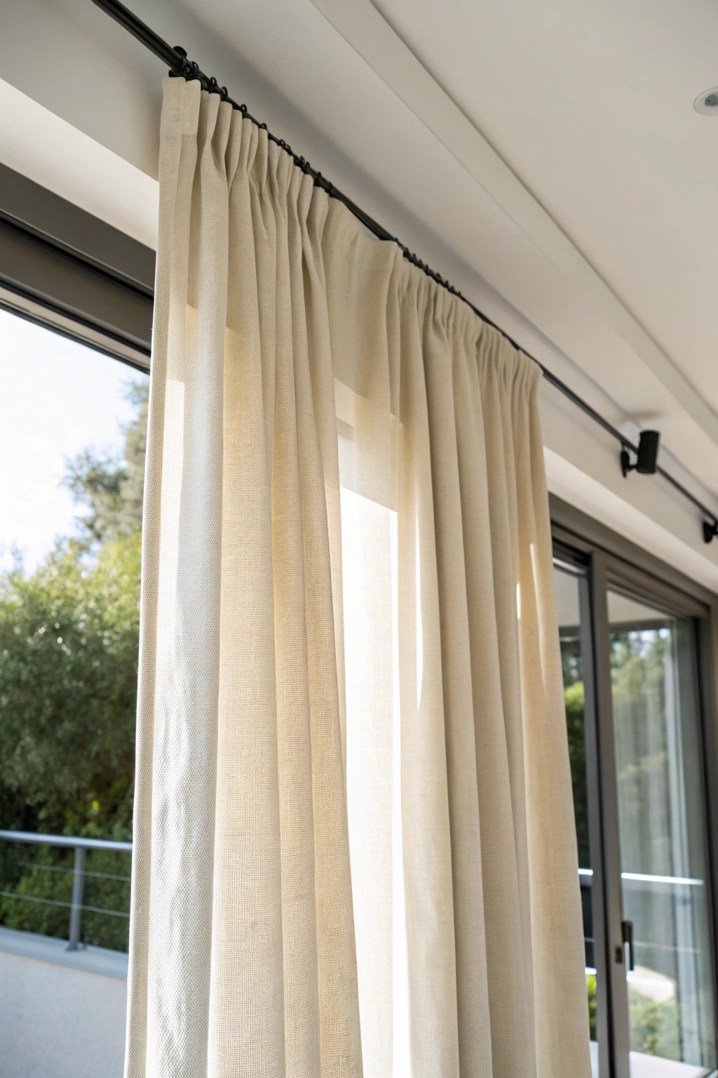 Effortless elegance: seamless ceiling-mounted track for patio door curtains