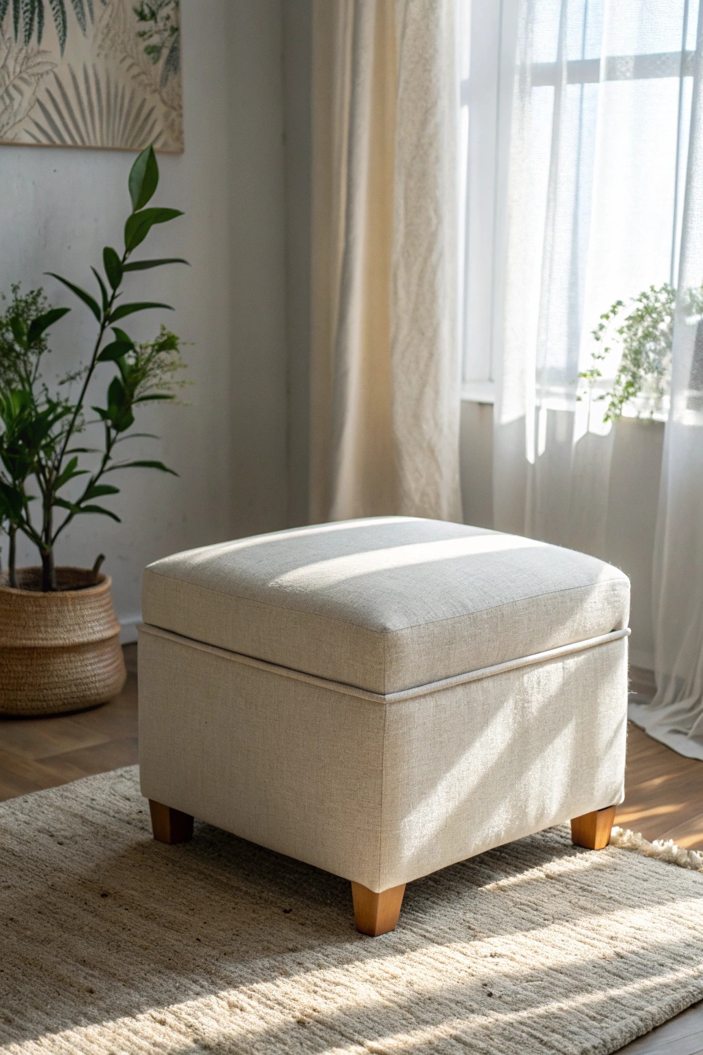 Chic storage ottoman: the perfect blend of style and smart space-saving.