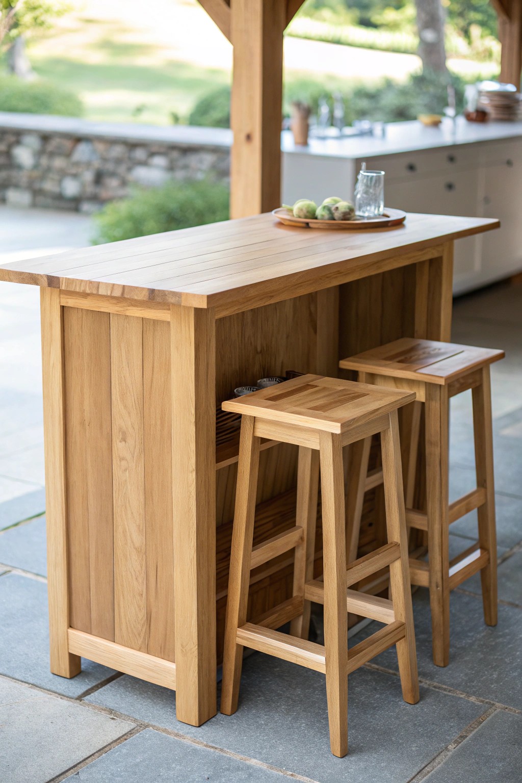 Effortless charm: a petite island with a built-in breakfast bar for cozy dining moments.