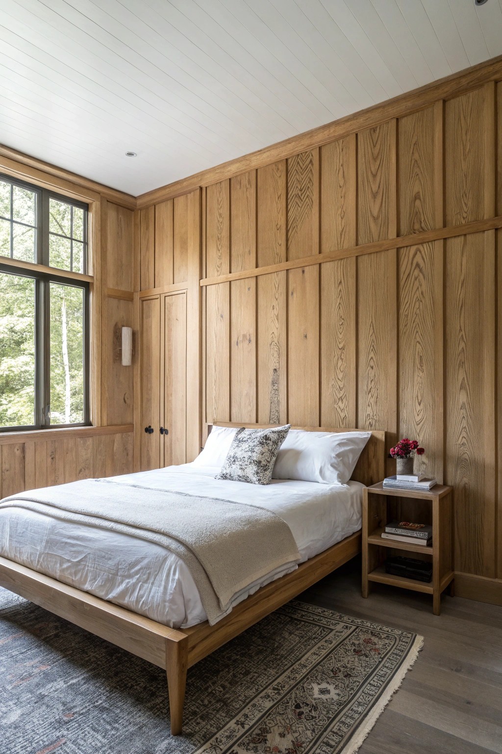Let a handcrafted statement wall transform your small master bedroom into a serene retreat.