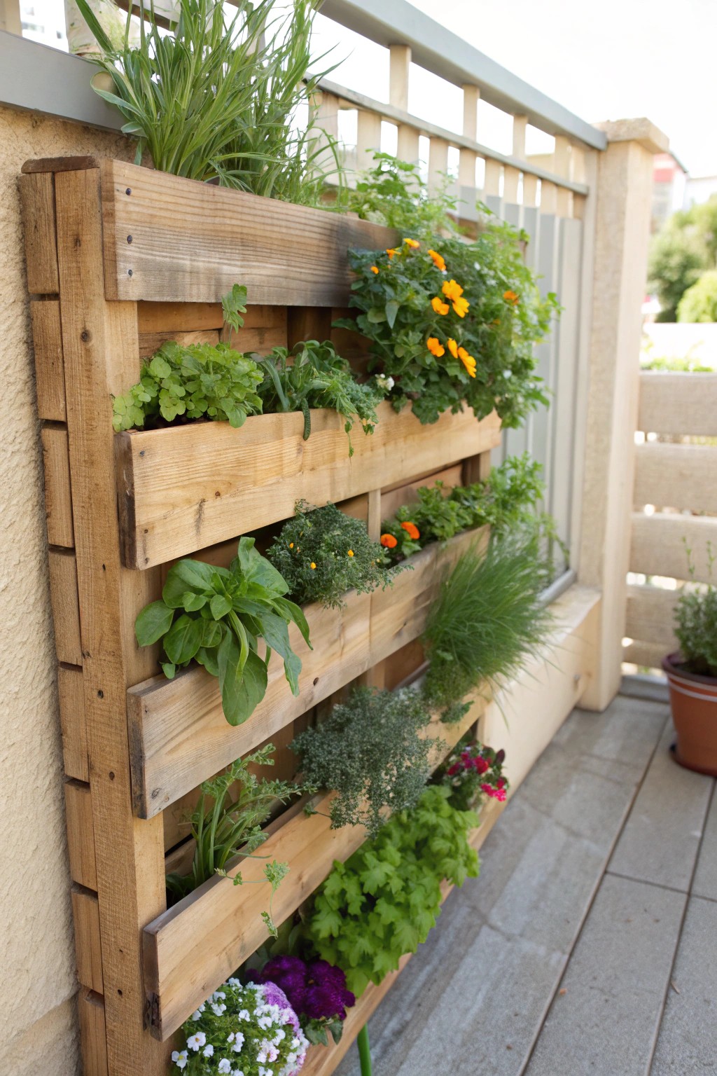 Elevate your patio with a simple, handcrafted pallet garden—style meets greenery on a budget.