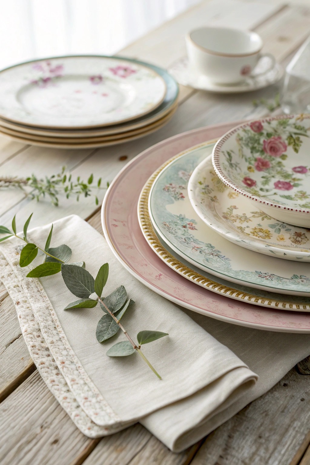 Effortlessly chic: mix-and-match plates for a warm, welcoming Thanksgiving table.