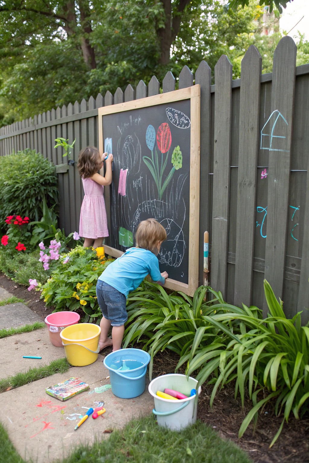 An outdoor chalkboard turns every day into an open-air art show.