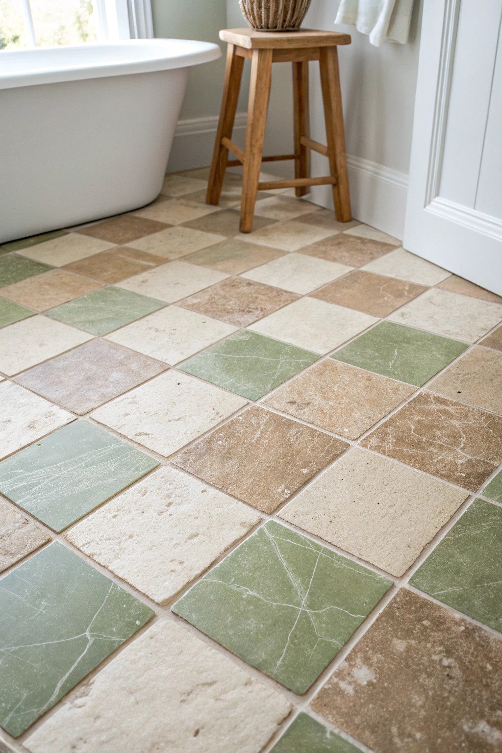 Checkerboard chic: A modern twist on classic bathroom flooring.