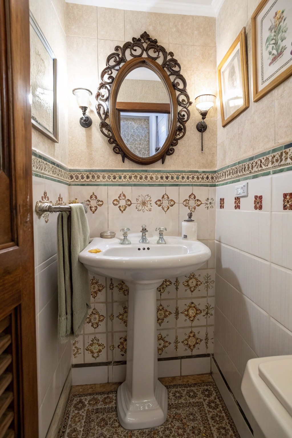 Pedestal sinks offer timeless style and make small bathrooms feel light and open