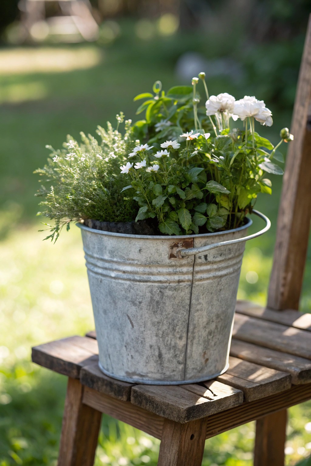 Give new life to old containers—turn a humble bucket into a stunning backyard planter.