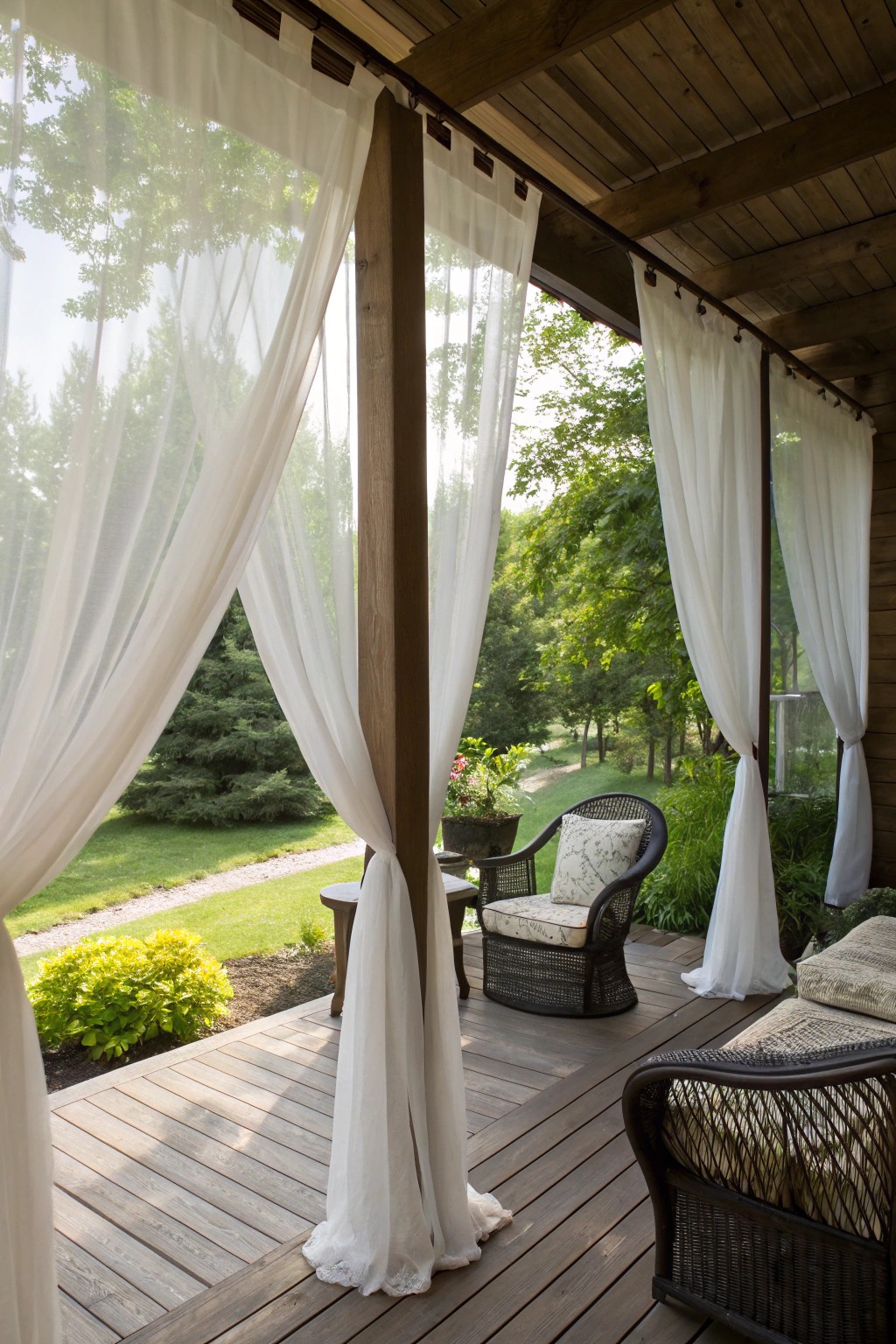 Breezy curtains bring privacy and a soft, tranquil feel.