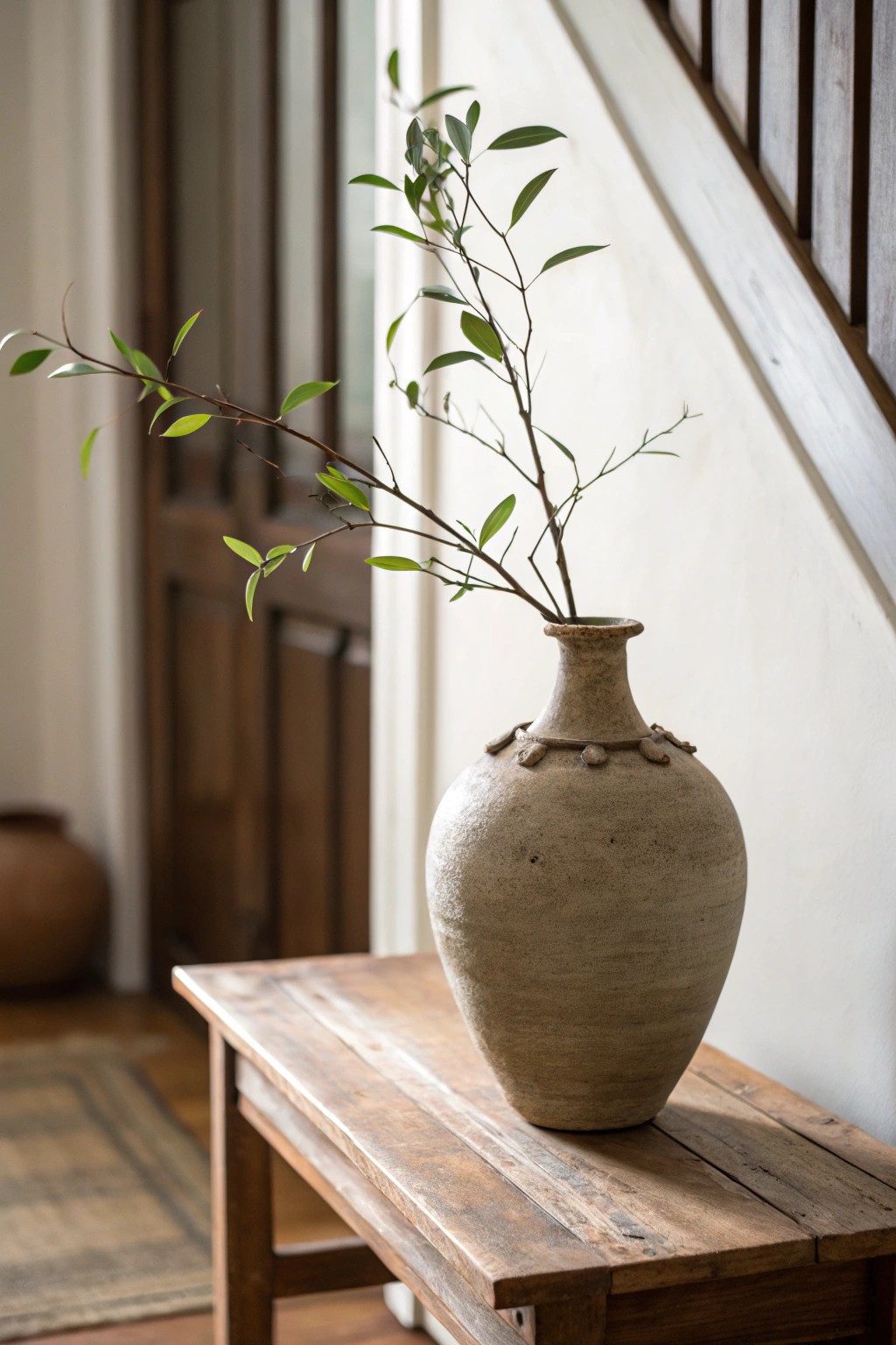 Elevate your entryway with a sculptural vase—where artistry meets simplicity.