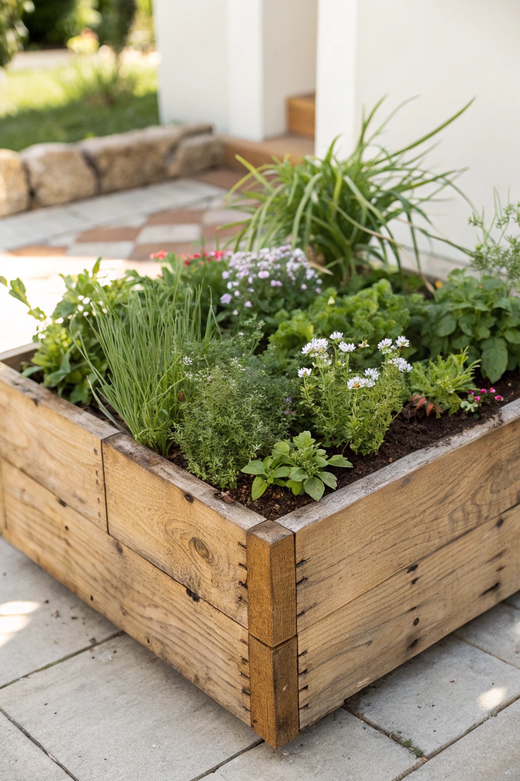 A quilt-inspired planting block brings natural artistry to your garden.