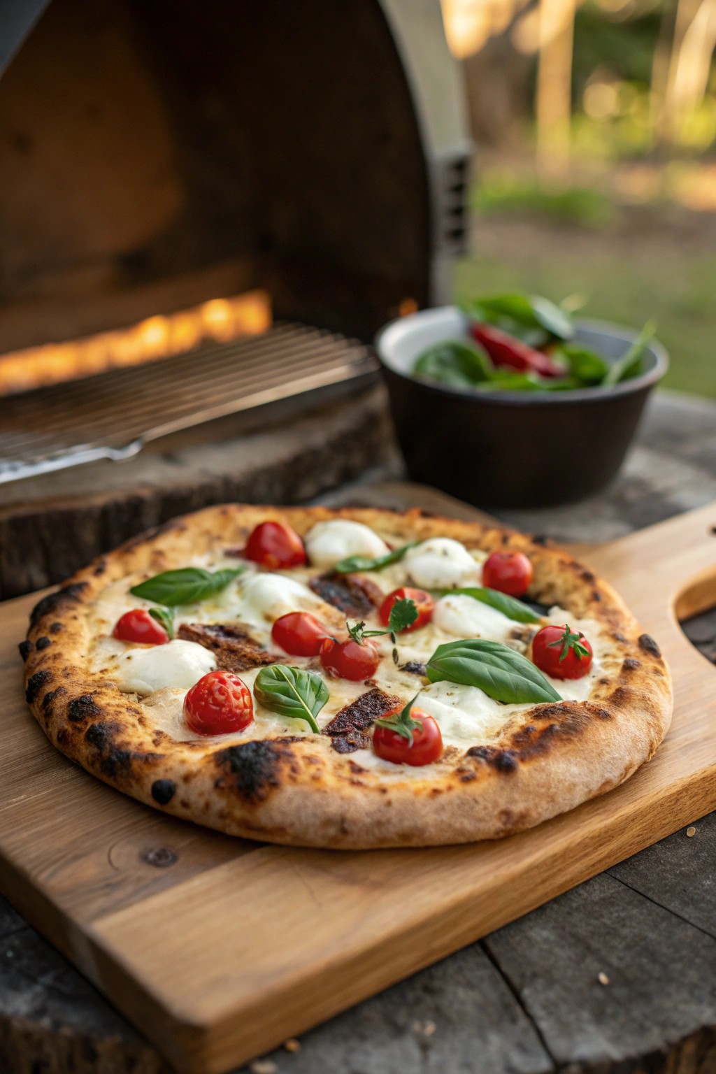 Handcrafted grilled pizza perfection—simple, fresh, and made for sharing.