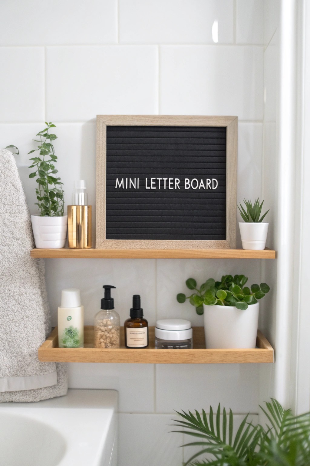 A letter board mantra in the bathroom is a subtle boost to your daily routine.