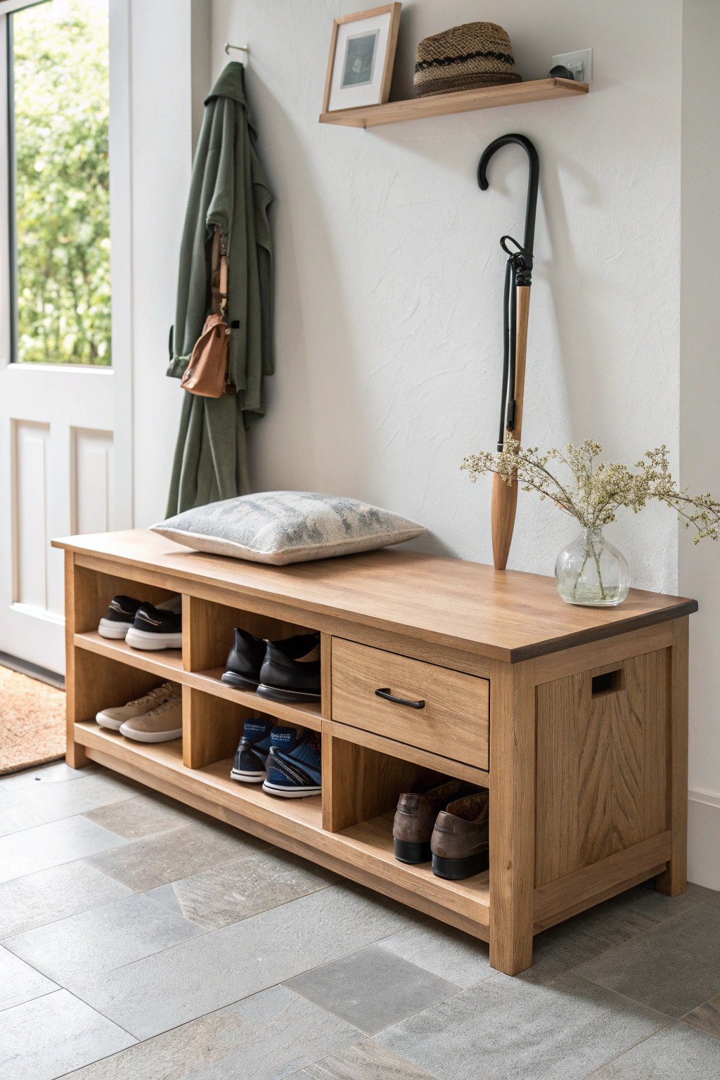 Effortless elegance: Hidden storage keeps your entryway serene and organized.