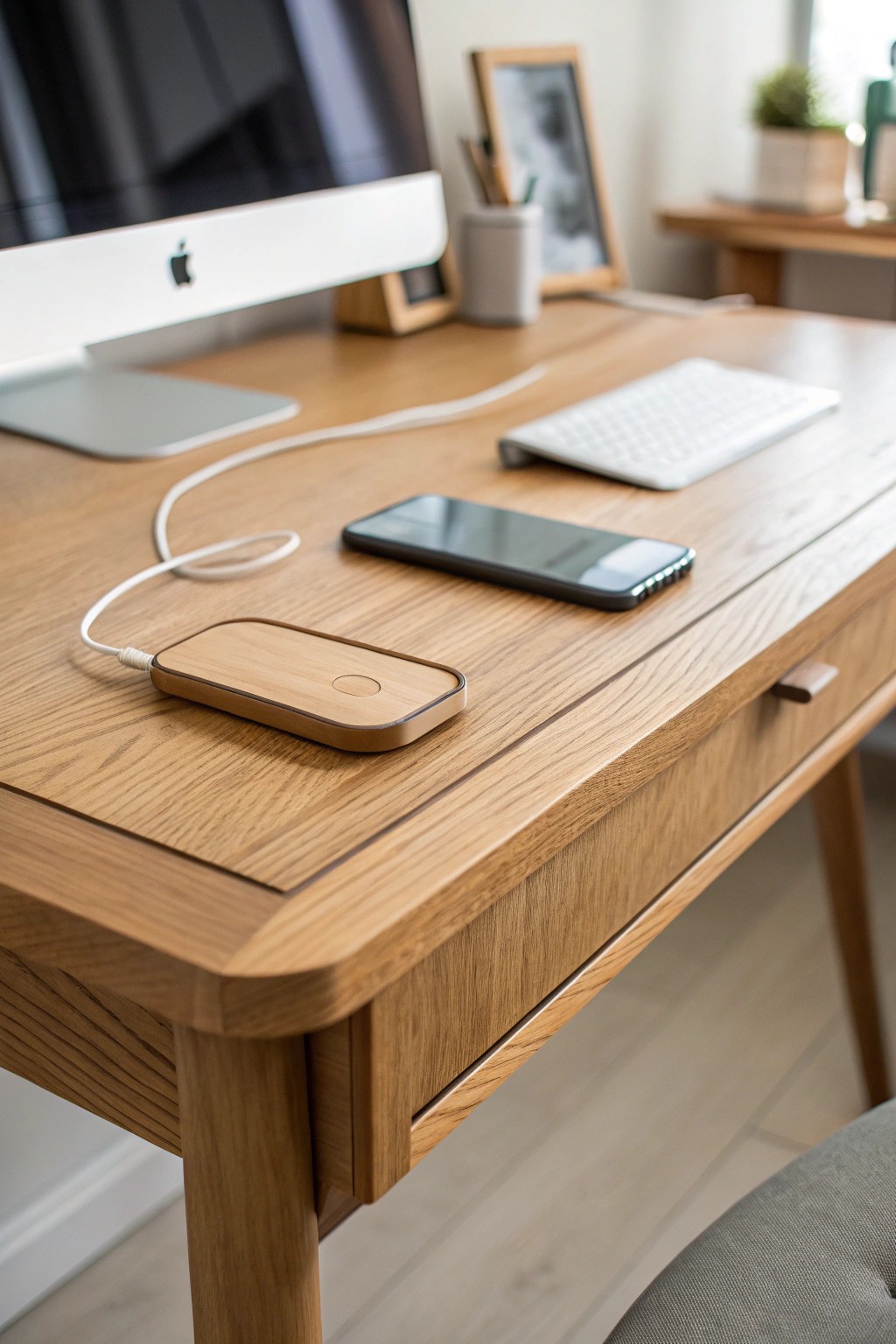 Effortless tech integration—where modern convenience meets handcrafted beauty.