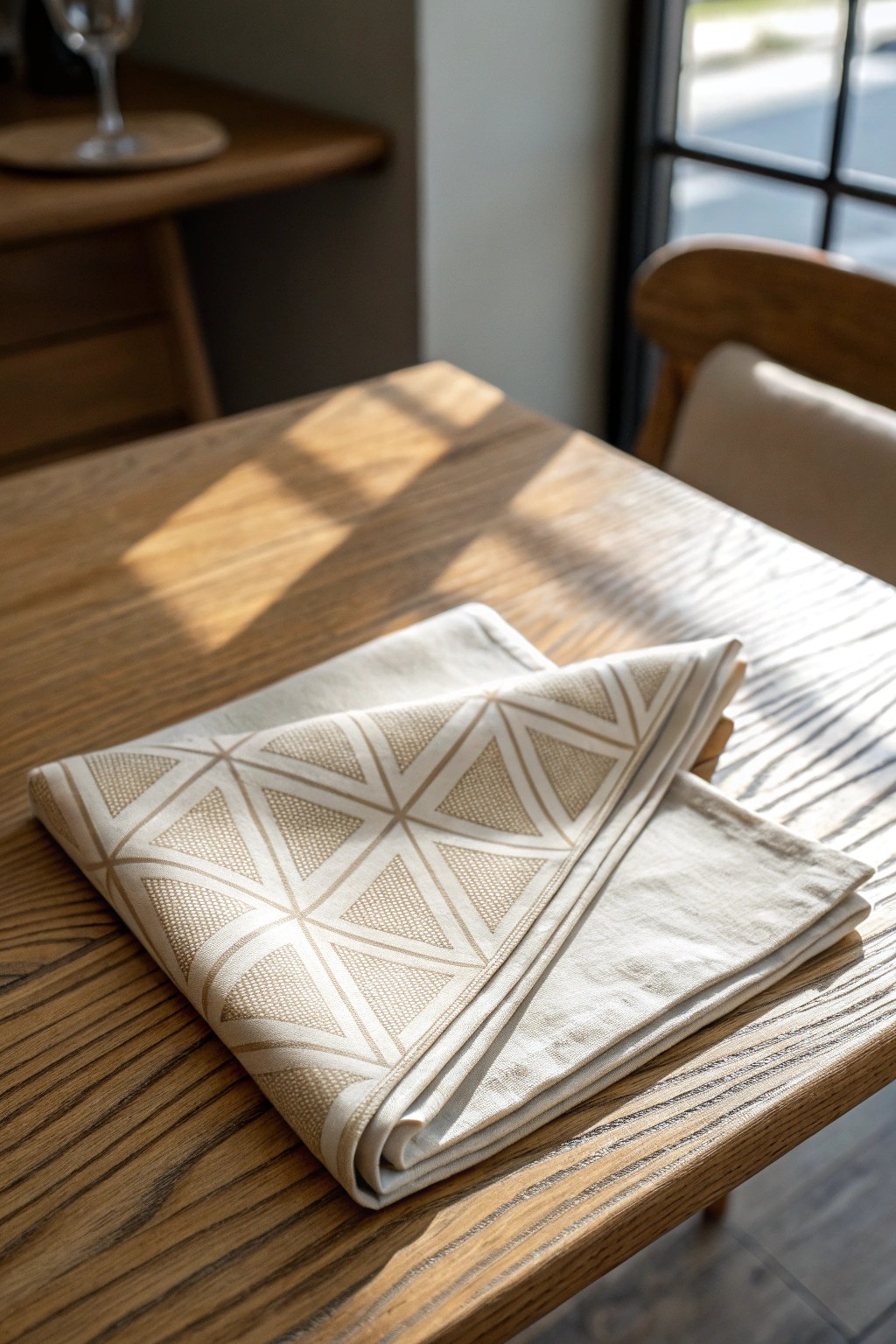 Chic simplicity: the diagonal fold brings modern elegance to your table.
