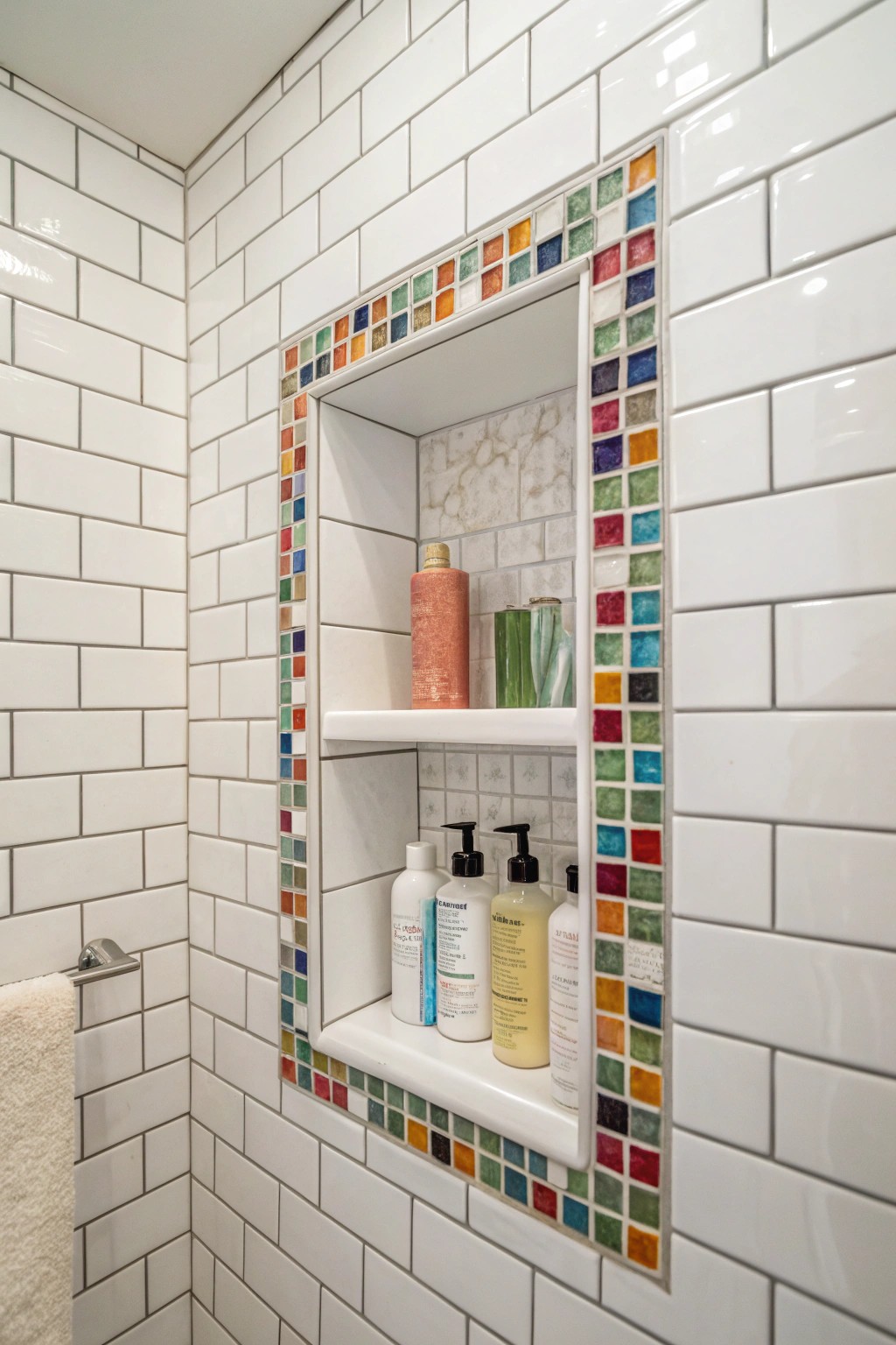 A built-in niche keeps essentials at hand and adds a playful design twist.