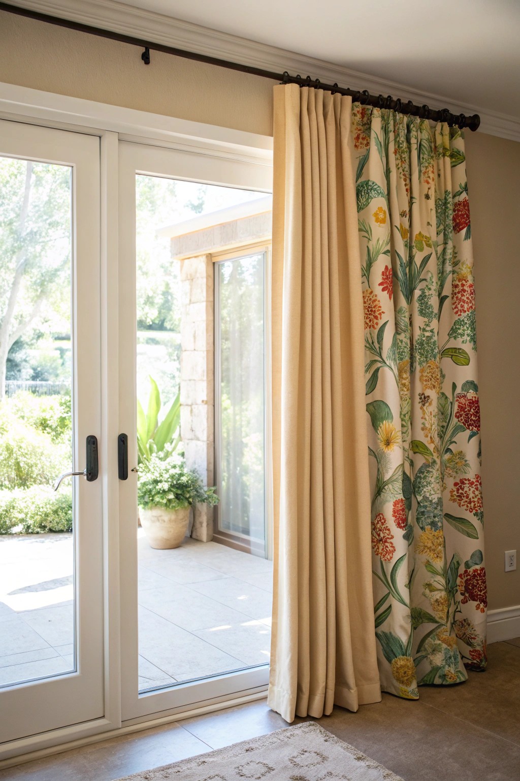 Double-sided curtains: seamless style for indoors and outdoors.