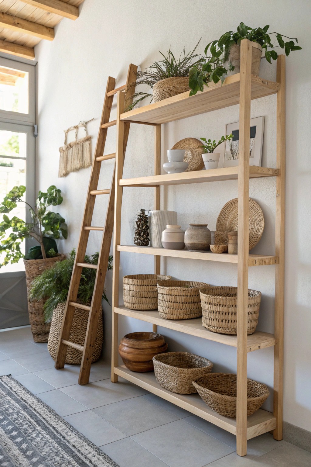 Elevate your storage: Floor-to-ceiling shelves for uncluttered small living.