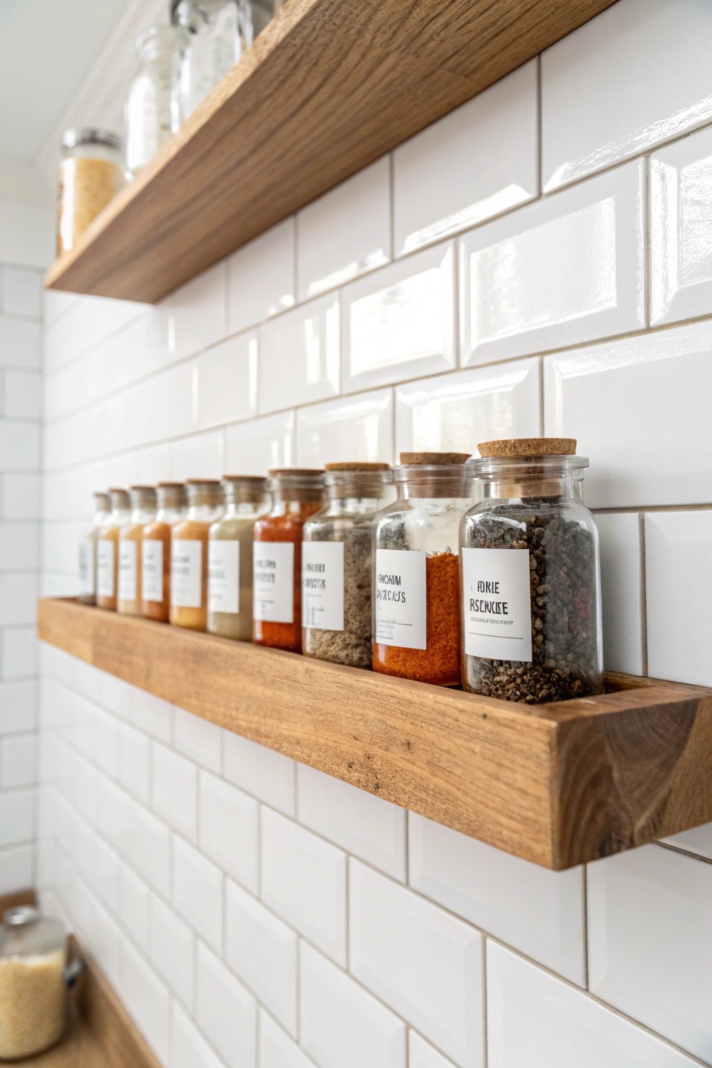 Elevate your kitchen with a minimalist floating spice shelf.