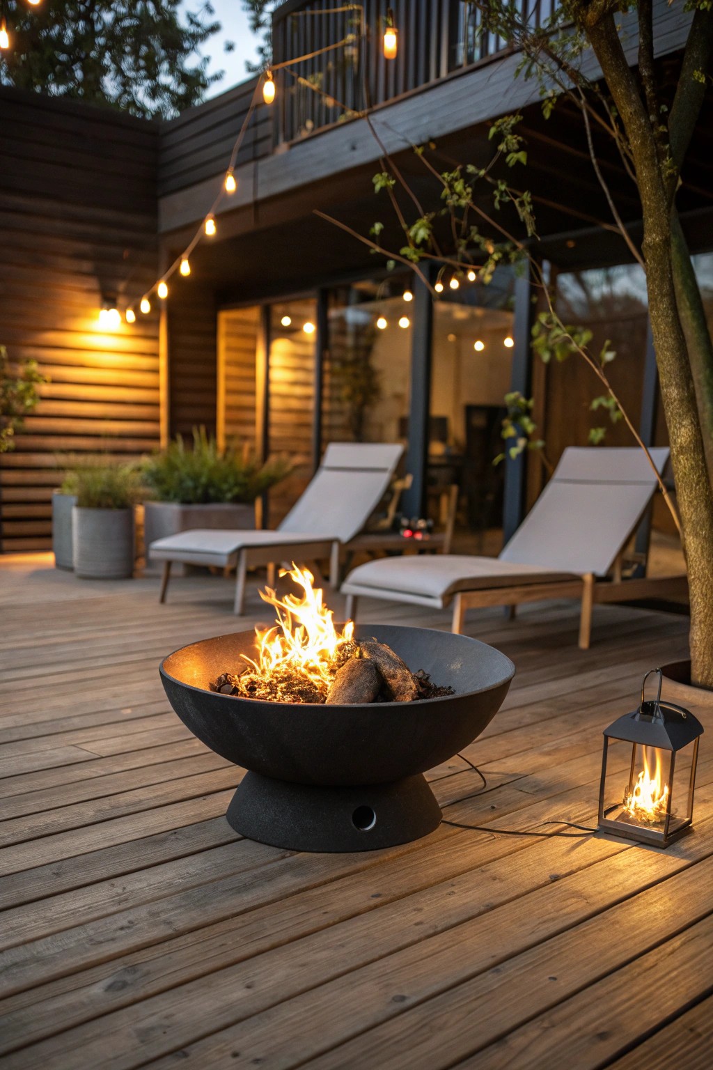 Gather around a glowing fire pit under the deck and make memories long into the night.