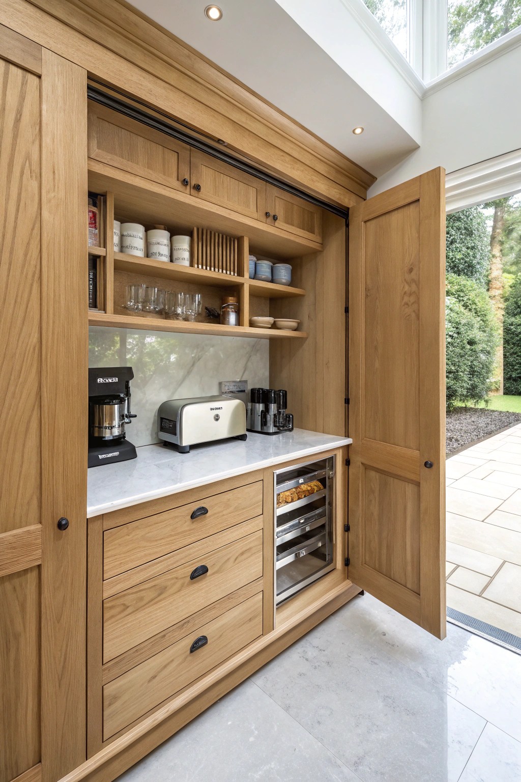 Elevate your pantry with a sleek, handcrafted appliance garage—where beauty meets function.