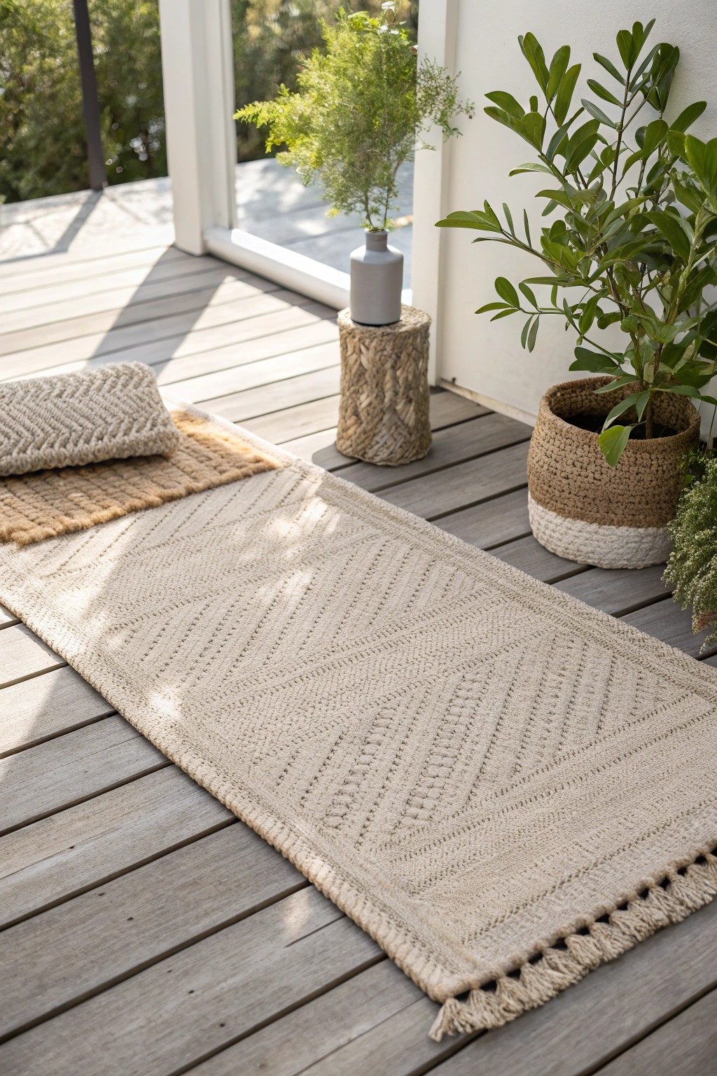 Elevate your backyard with a simple, stylish outdoor rug—instant cozy vibes on a budget.
