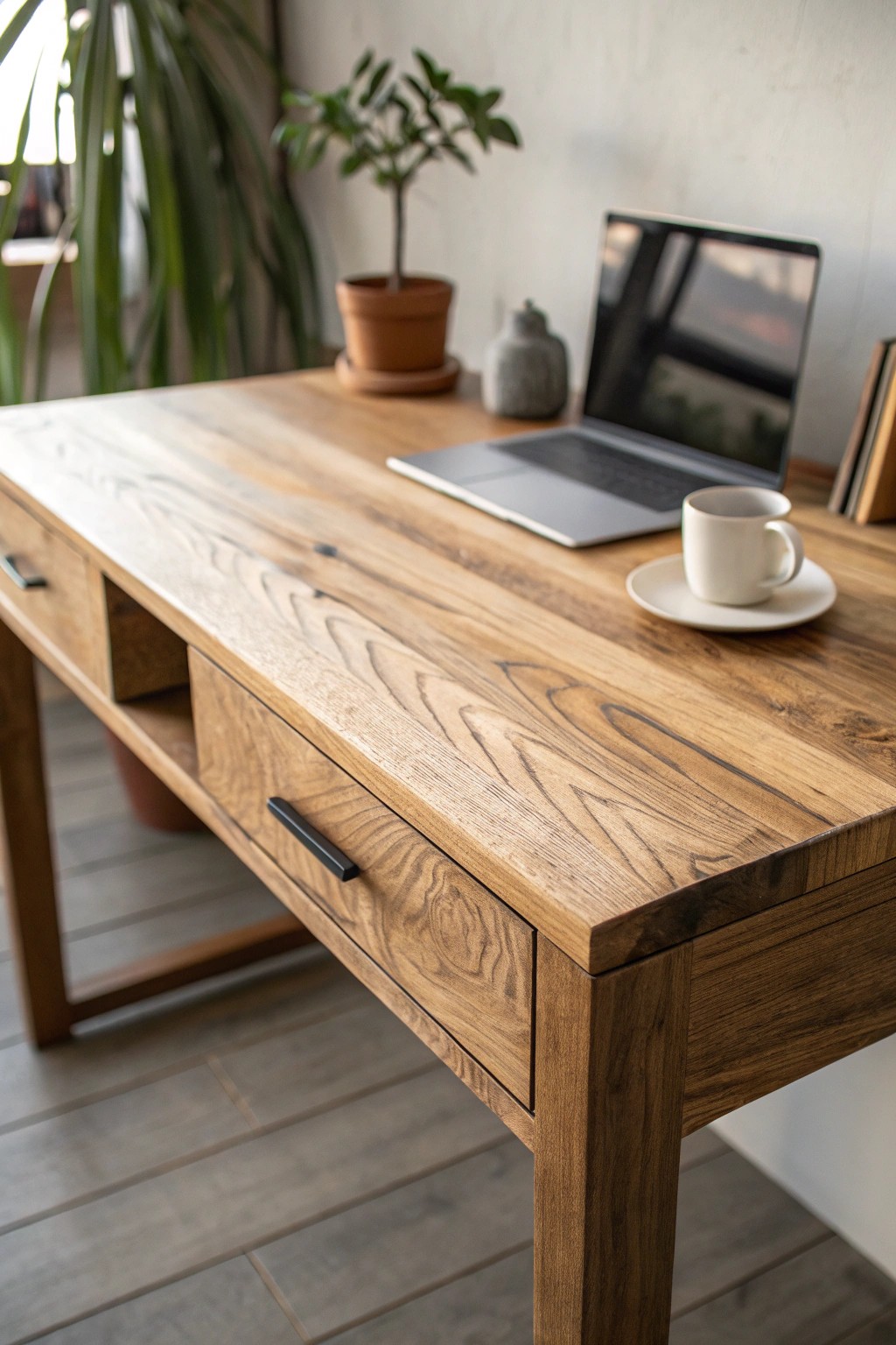 Elevate your workspace with the timeless beauty of solid wood craftsmanship.