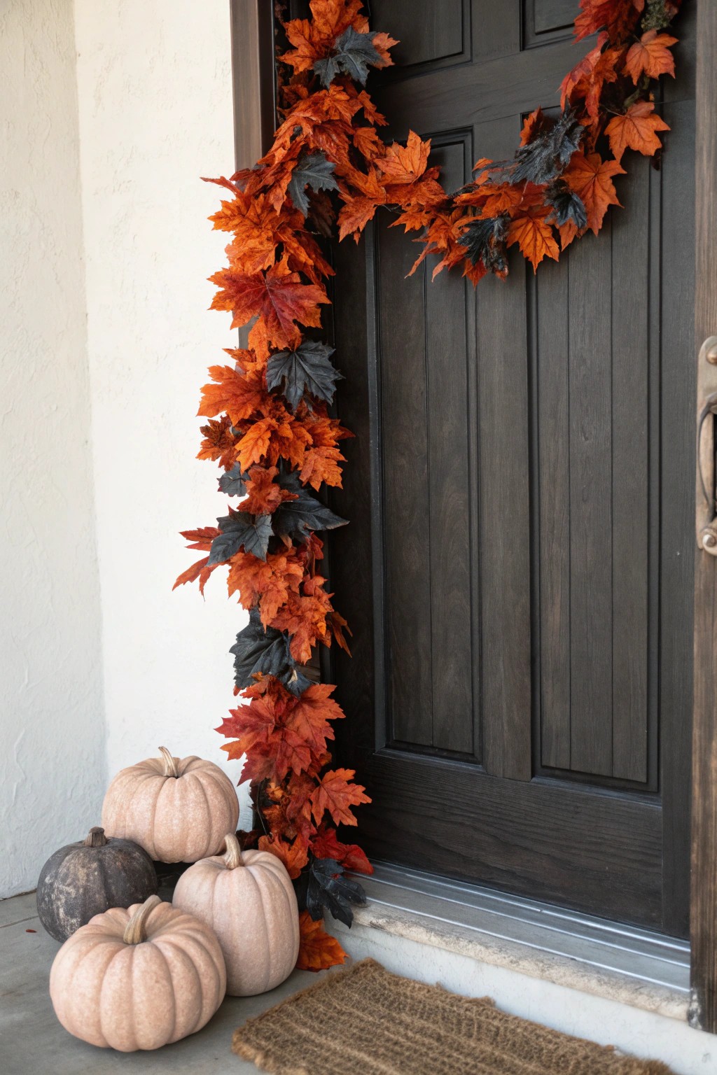 Elevate your Halloween entryway with a handcrafted gothic autumn leaf garland.