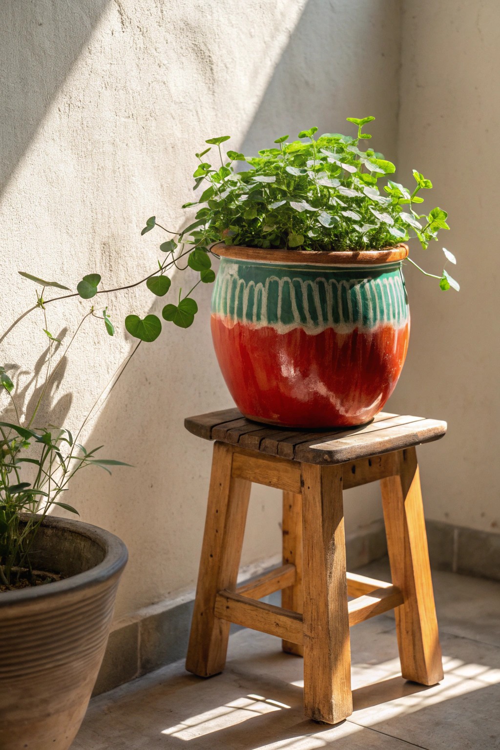 Elevate your garden style with bold ceramic pots and vibrant greenery.
