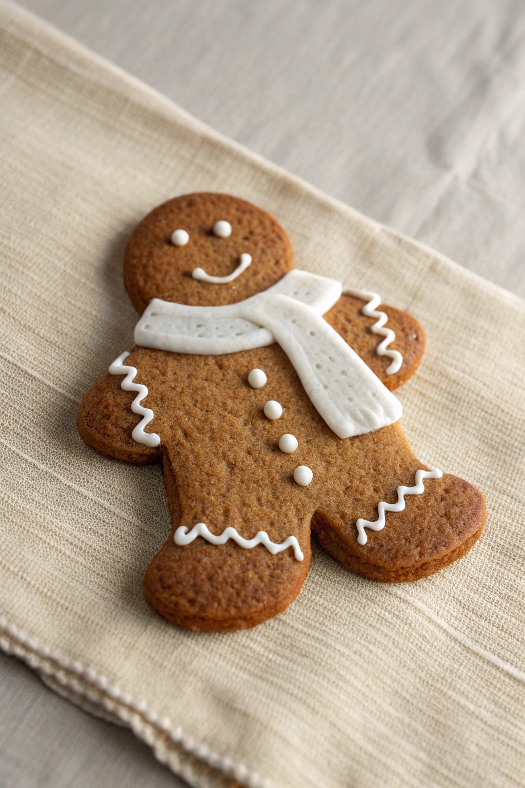 Cozy up your gingerbread man with charming icing scarves and mittens for a touch of winter warmth.