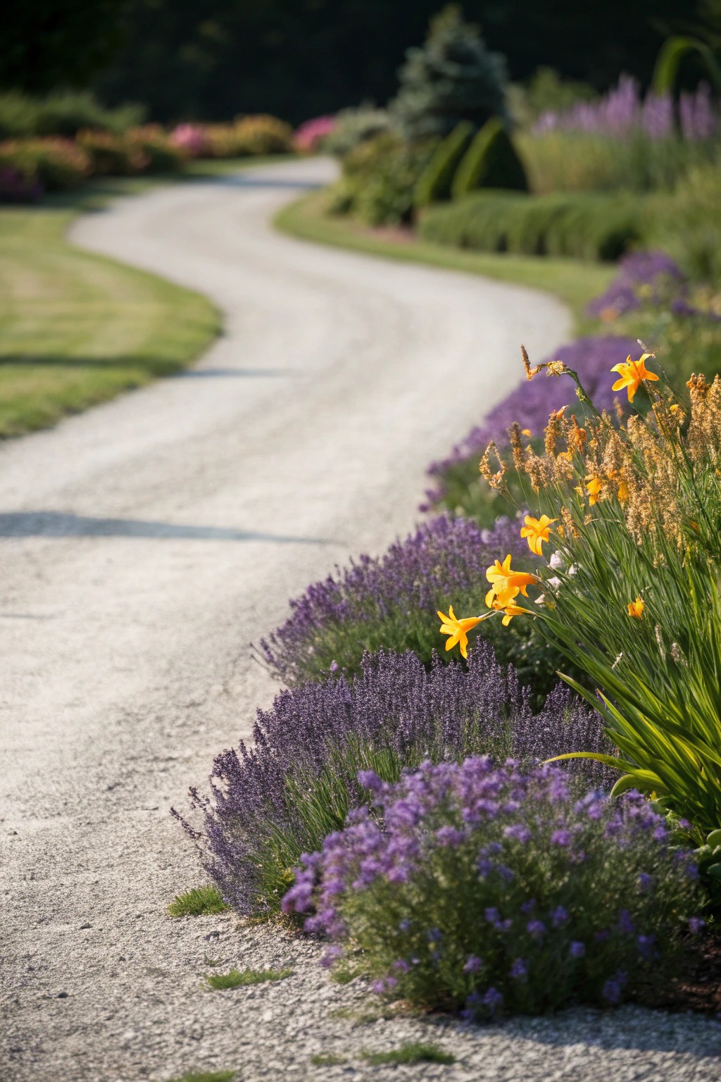 Transform your driveway into a blooming welcome with lush flower borders.