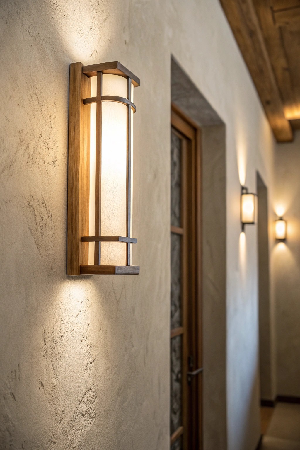 Minimalist wall sconce: elevating living room rhythm with simple, natural beauty.