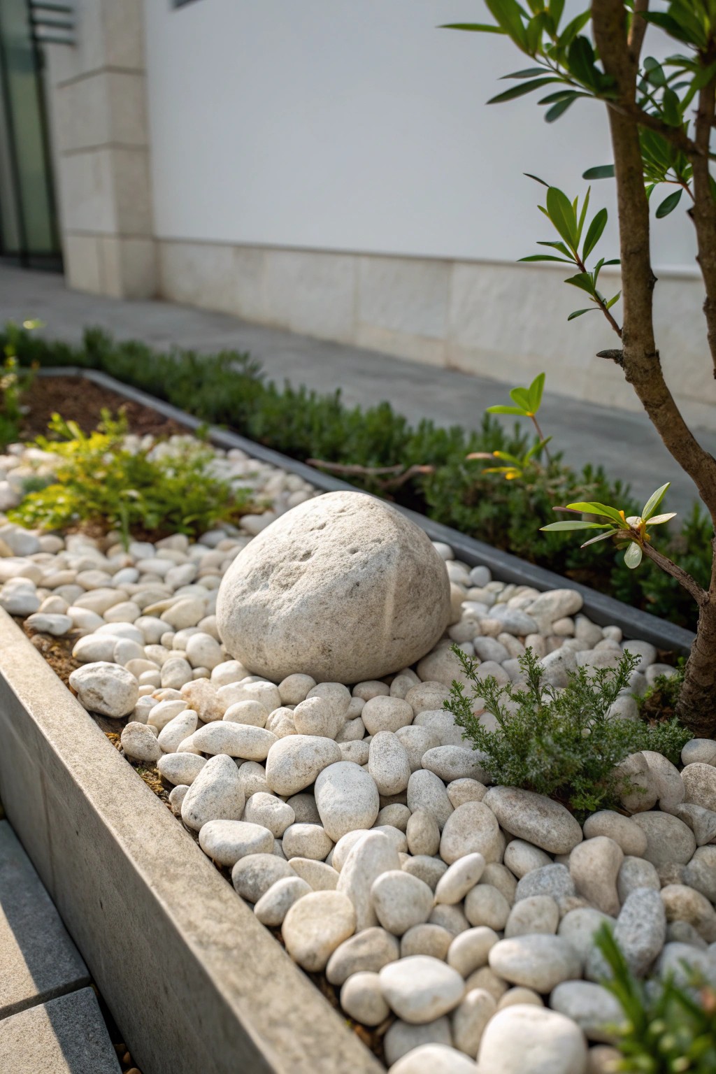 Effortless beauty: Pebble mulch keeps your garden tidy and weed-free.