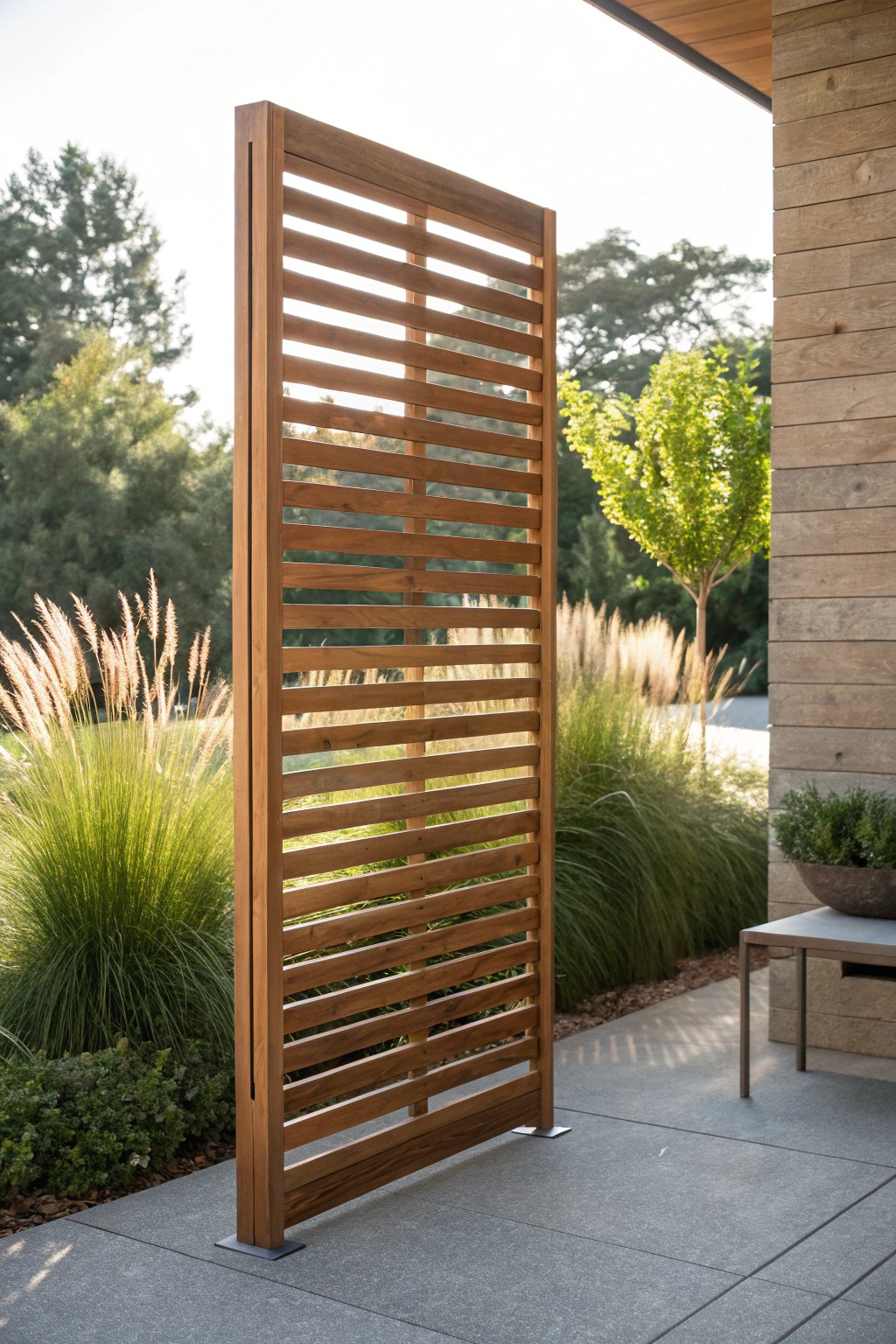 Elevate your backyard with a chic, handcrafted wood privacy screen.