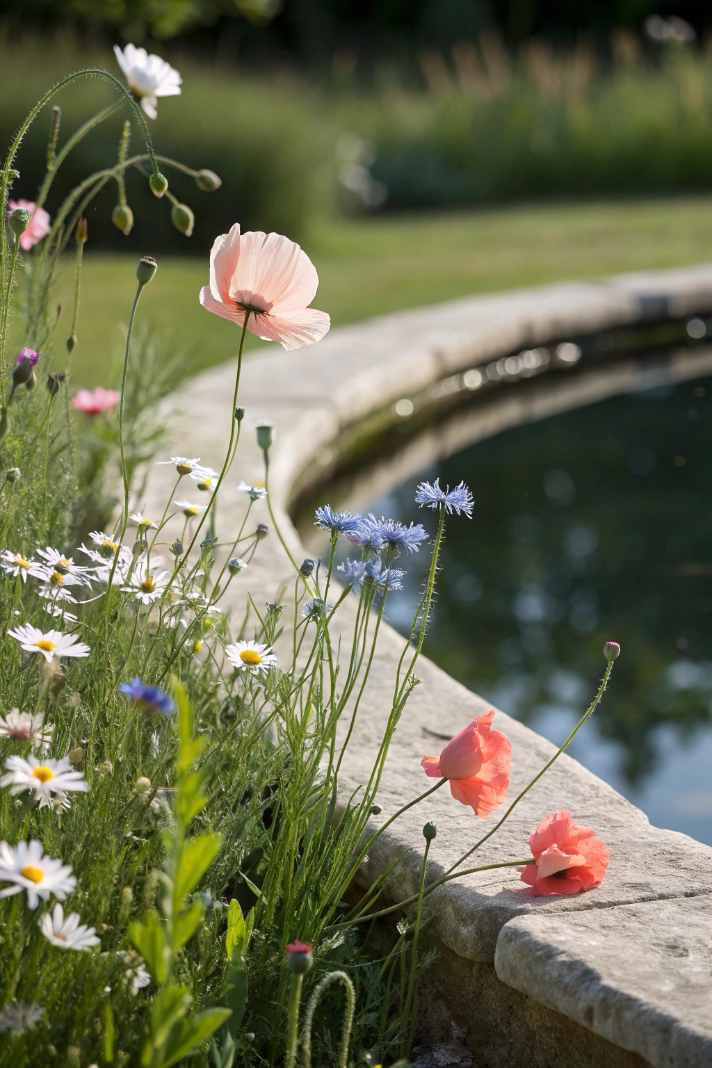 A wildflower-kissed pond: simple beauty, endless charm.