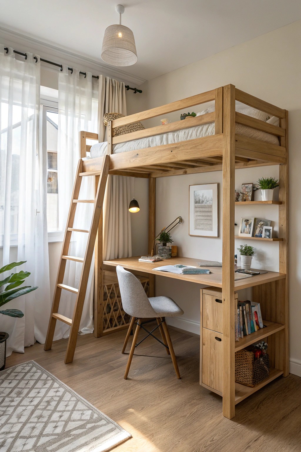 Elevate small spaces with layered sleep and study zones—where simplicity meets smart design.