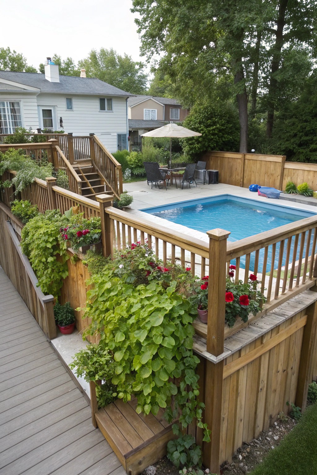 Planter railings turn your pool deck into a green oasis.